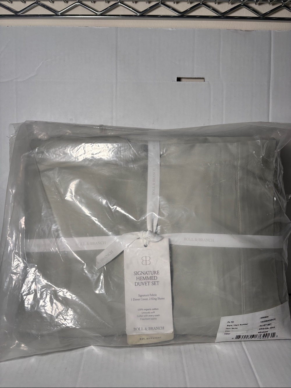 Boll & Branch Signature Hemmed Duvet Set — Light Olive